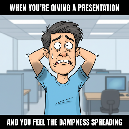man feeling nervous during presentation due to underarm sweat problem